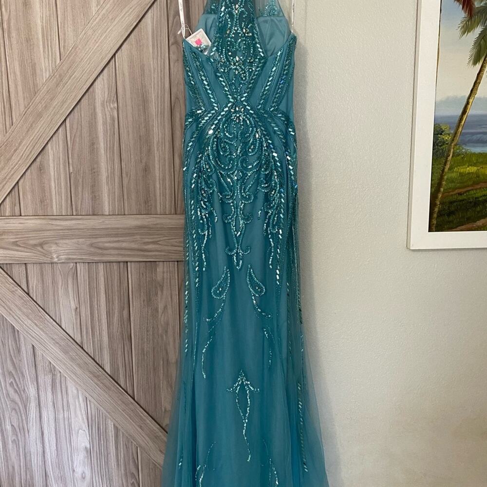 NWT Ellie Wilde by Mon Cherie style EW117099 turquoise 8 - Picture 10 of 13